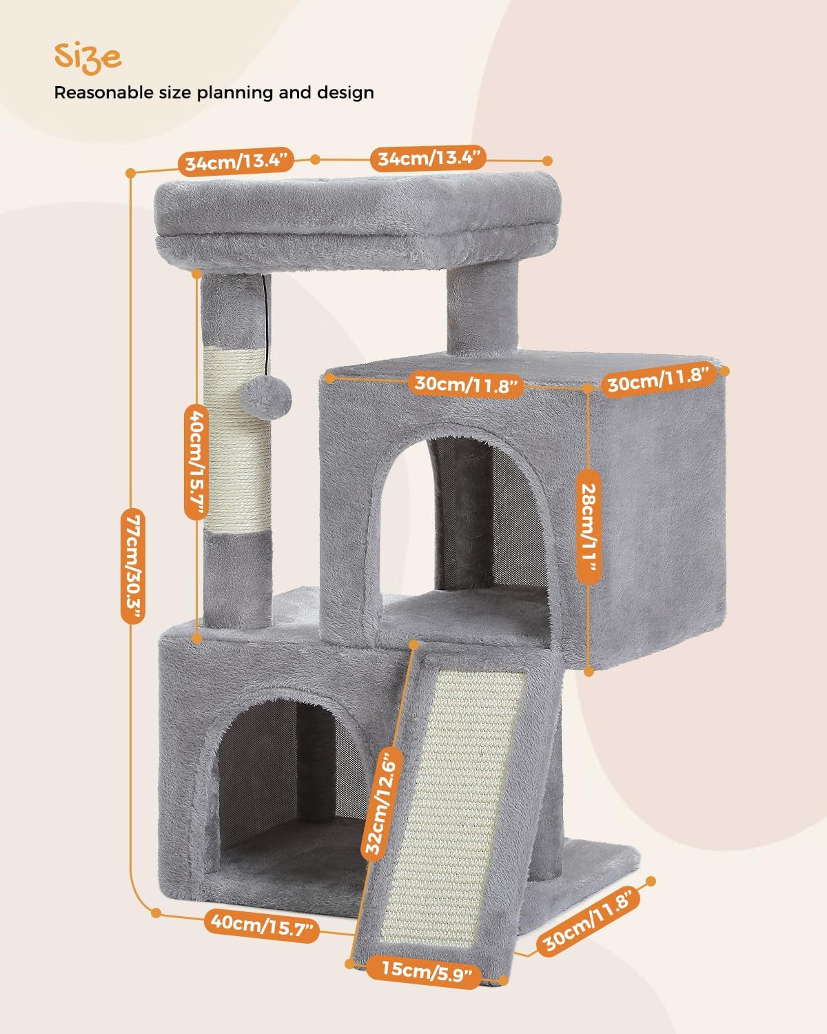 Luxury 30-Inch Cat Tree Tower | Dual Condos, Plush Perch & Scratching Posts for Indoor Cats