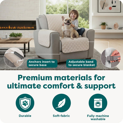 Luxury Reversible Sofa Protector | Waterproof Quilted Couch Cover for Dogs & Cats