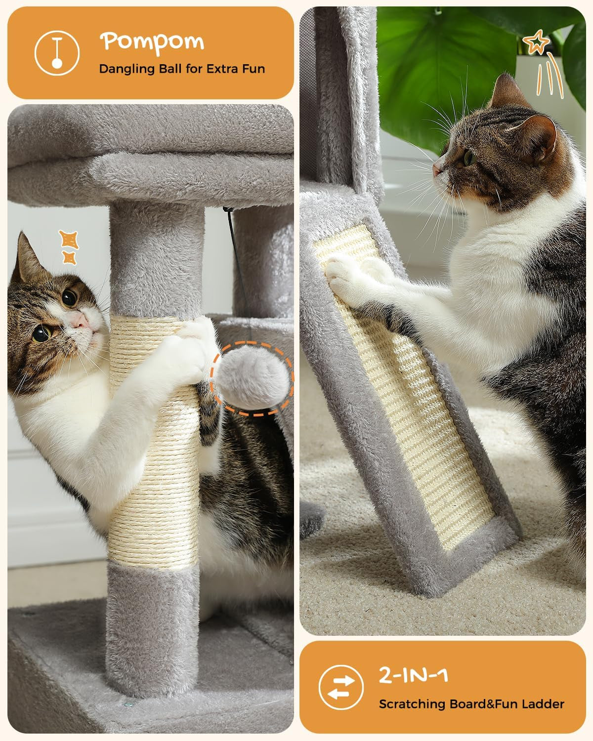 Luxury 30-Inch Cat Tree Tower | Dual Condos, Plush Perch & Scratching Posts for Indoor Cats