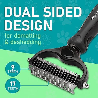 Luxury Double-Sided Pet Grooming Brush | Deshedding & Dematting Tool for Dogs & Cats