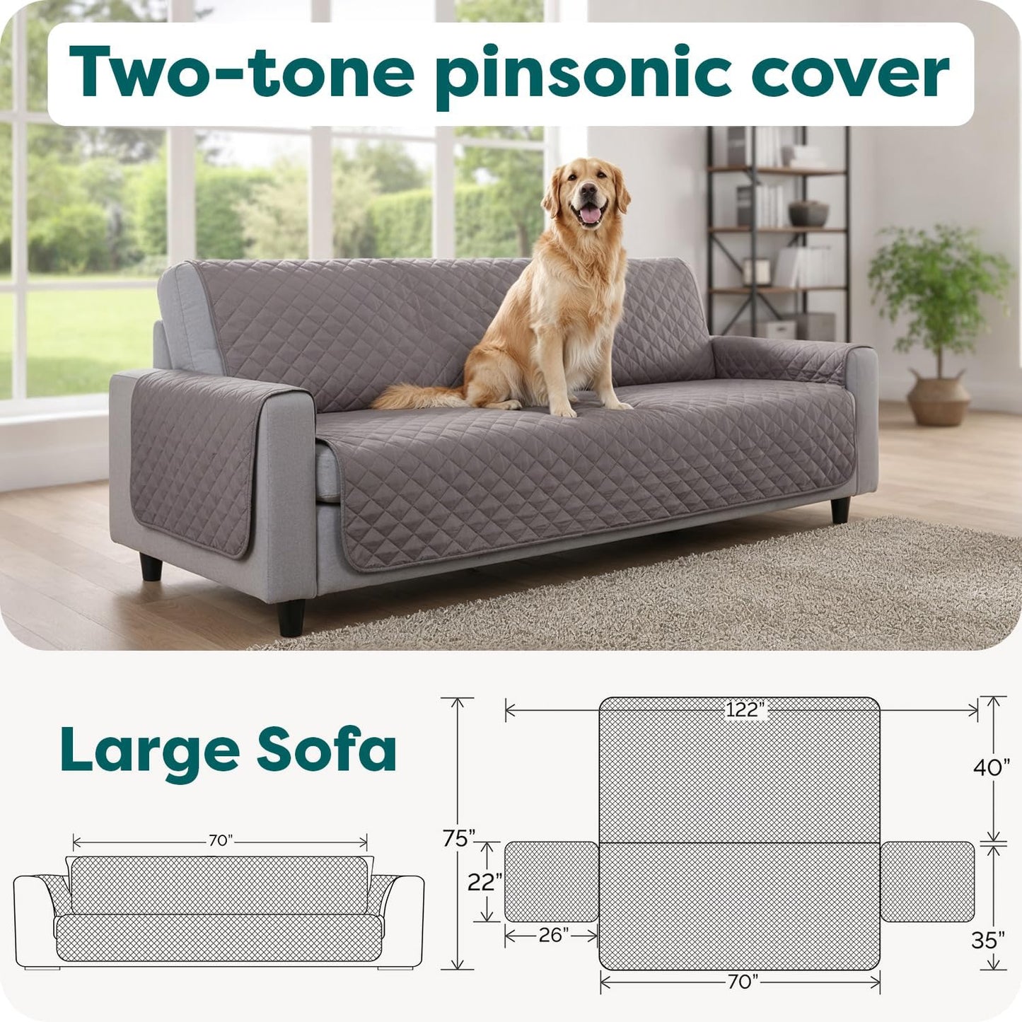 Luxury Reversible Sofa Protector | Waterproof Quilted Couch Cover for Dogs & Cats