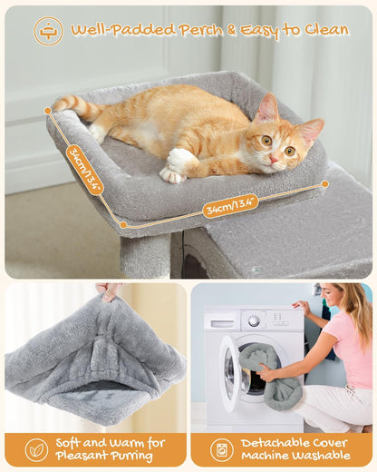 Luxury 30-Inch Cat Tree Tower | Dual Condos, Plush Perch & Scratching Posts for Indoor Cats