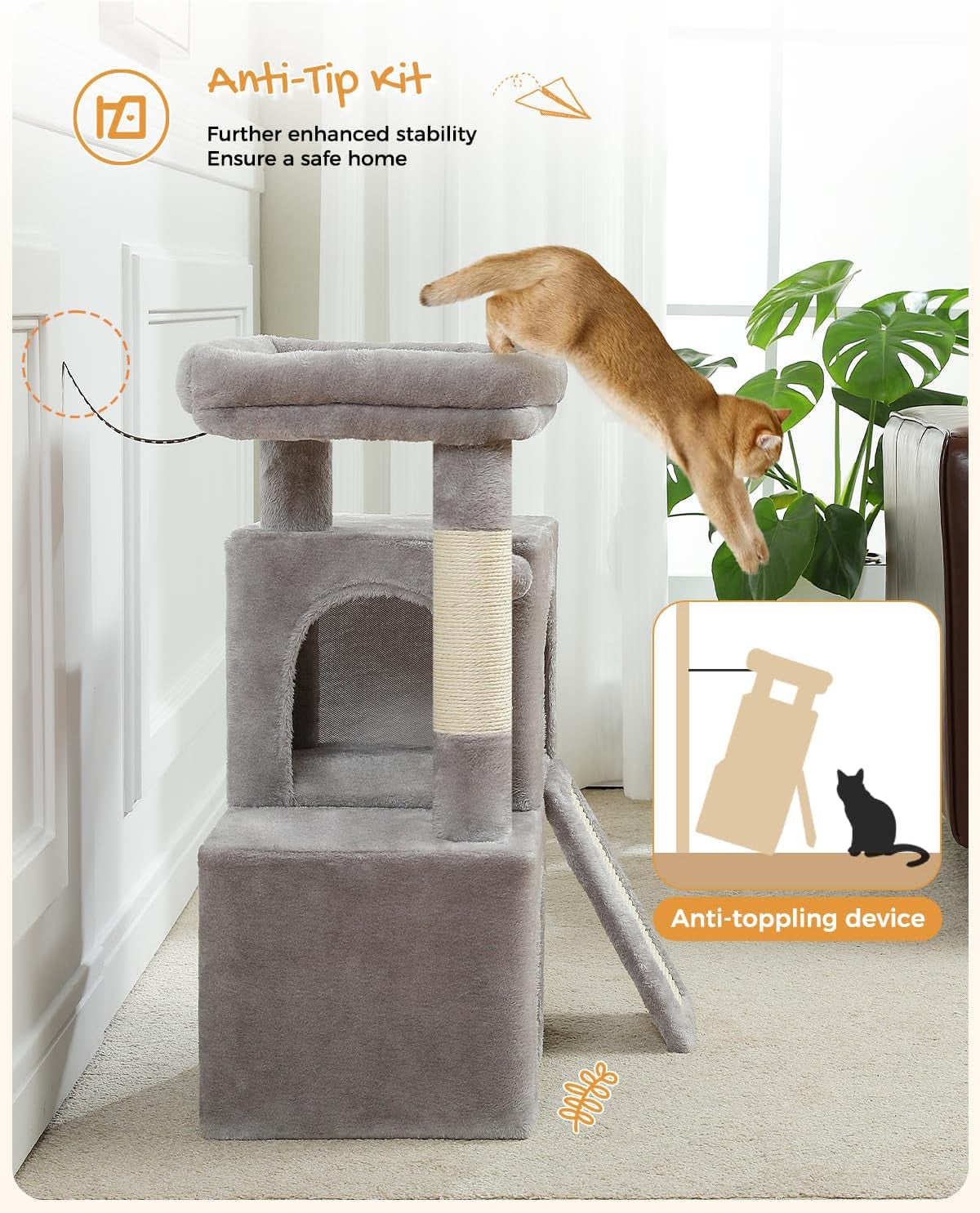 Luxury 30-Inch Cat Tree Tower | Dual Condos, Plush Perch & Scratching Posts for Indoor Cats