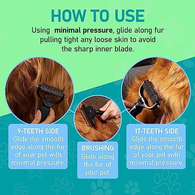Luxury Double-Sided Pet Grooming Brush | Deshedding & Dematting Tool for Dogs & Cats