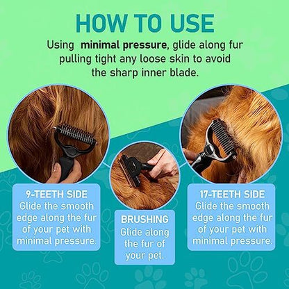Luxury Double-Sided Pet Grooming Brush | Deshedding & Dematting Tool for Dogs & Cats